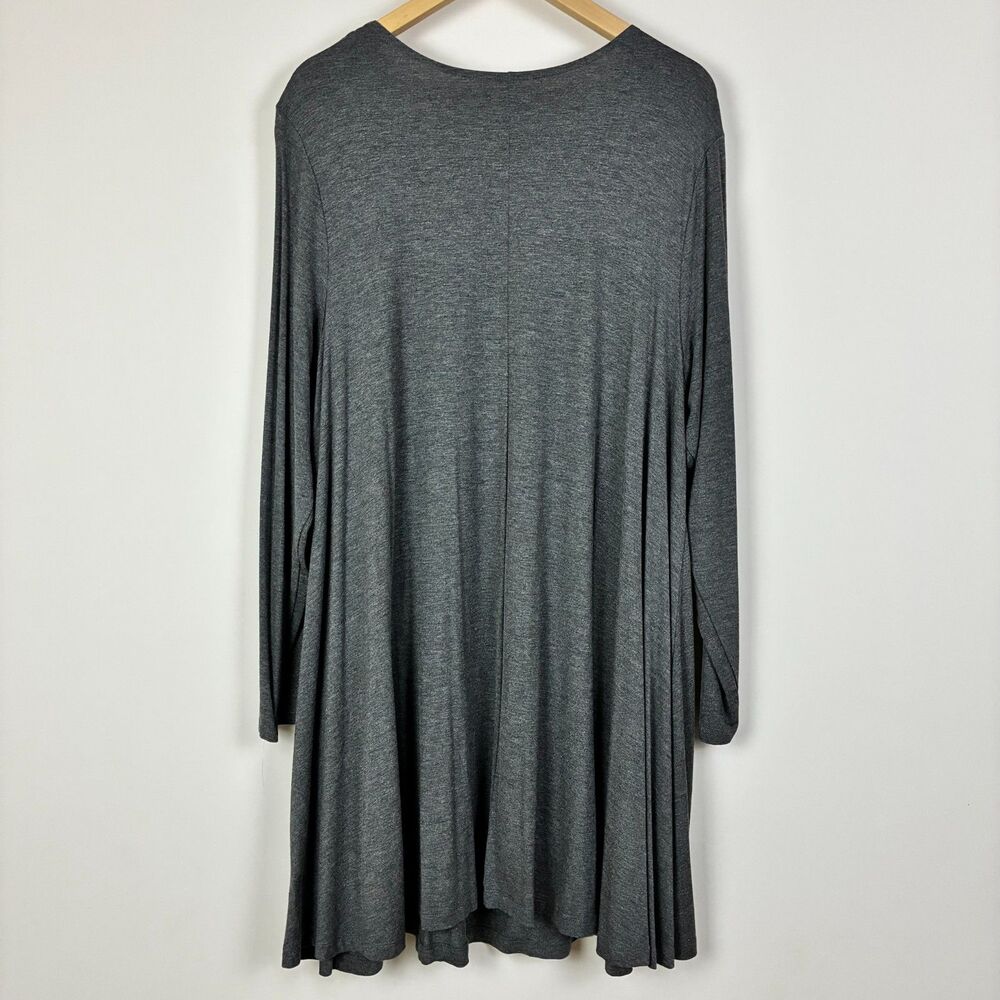 Falls Creek Charcoal Gray Long Sleeve T-Shirt Dress Comfort Swing Plus Size 2X